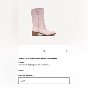 DICO COPENHAGEN JULIA GAUCHO BOOT IN PINK ESCOVADO LEATHER (EU 38/ US 7)